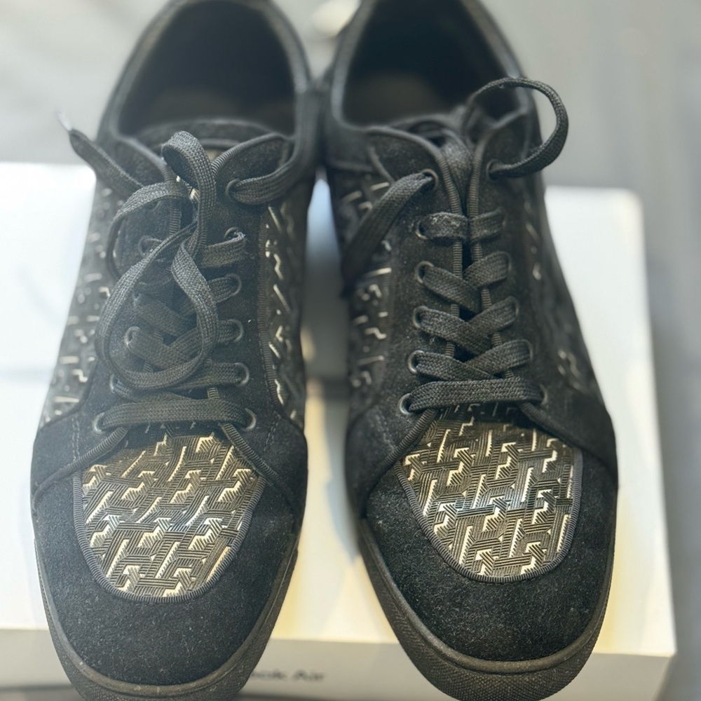 Christian Louboutin Black and Silver Sneakers